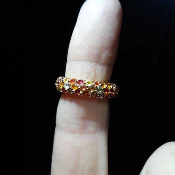 Natural Multi Sapphire Eternity Band K10 - Picture 2 of 2